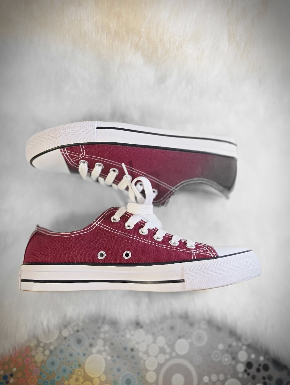 All Sport (Converse-inspired) Classic Low-Top Canvas Sneakers in Burgundy - Picture 4 of 9